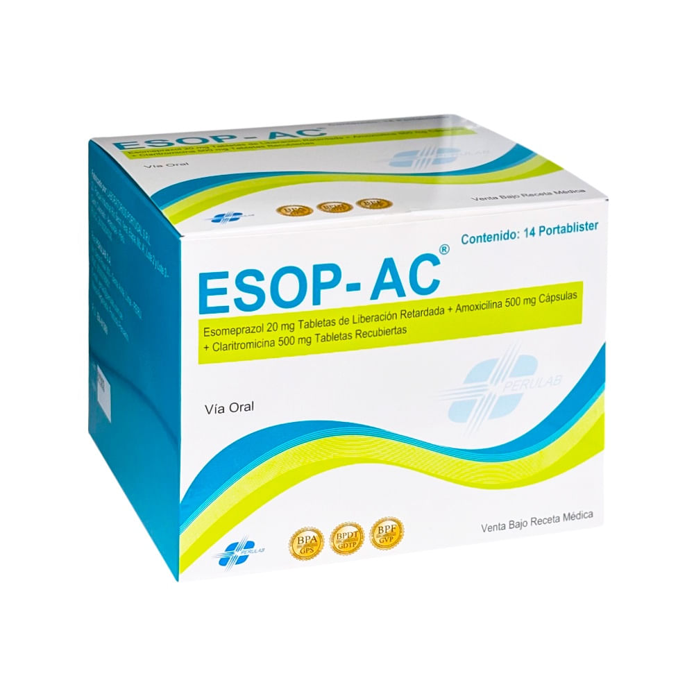 Esop Ac 20 mg + 500 mg + 500 mg Portablister - Caja 14 und