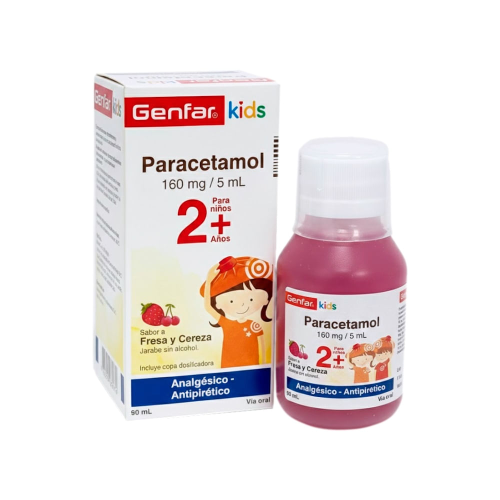 Paracetamol 160 mg/5 ml GF Jarabe Sabor Fresa - Frasco 90 ml
