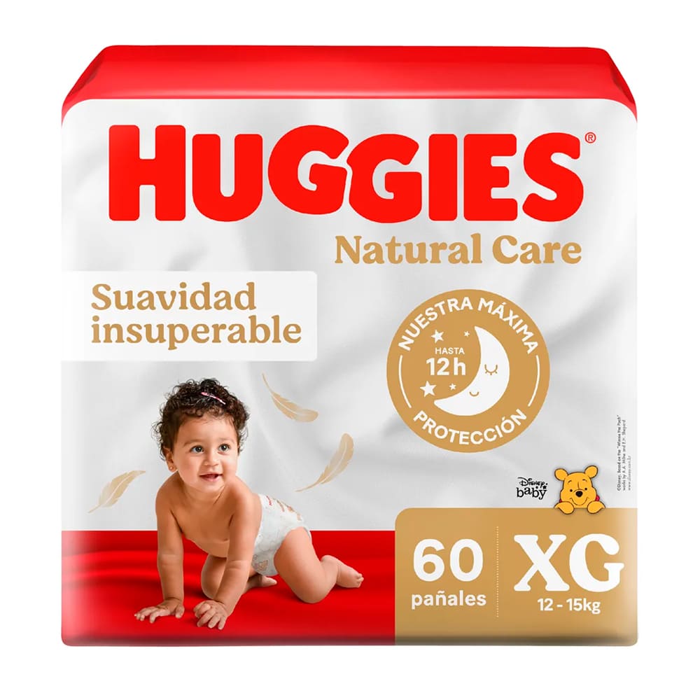 Huggies Natural Care Pañales para Bebé Talla XG - Bolsa 60 und
