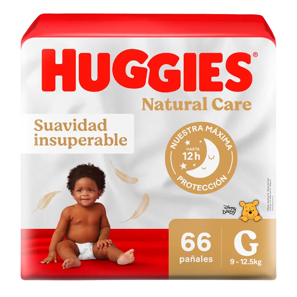 Huggies Natural Care Pañales para Bebé Talla G - Bolsa 66 und