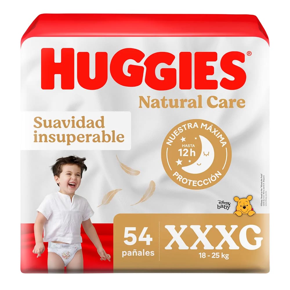Huggies Natural Care Pañales para Bebé Talla XXXG - Bolsa 54 und