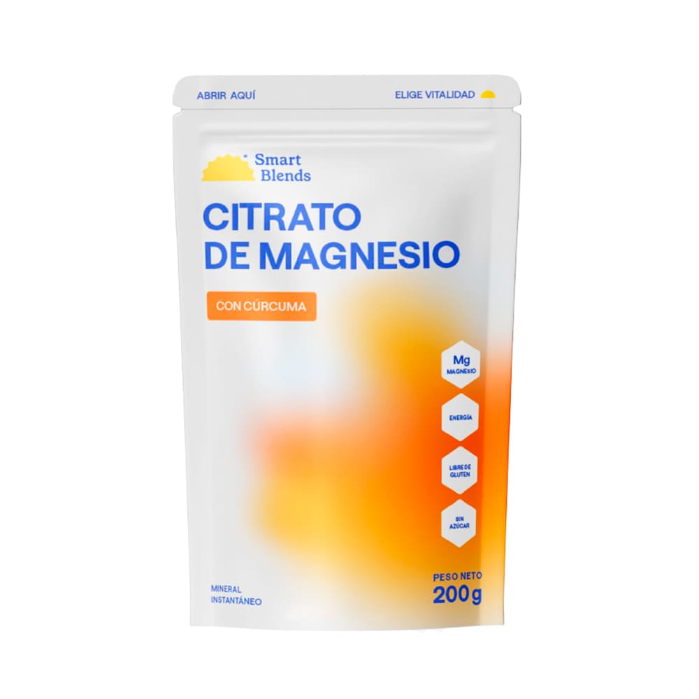 Smart Blends Citrato de Magnesio Cúrcuma Mezcla Instantánea - Bolsa 200 g