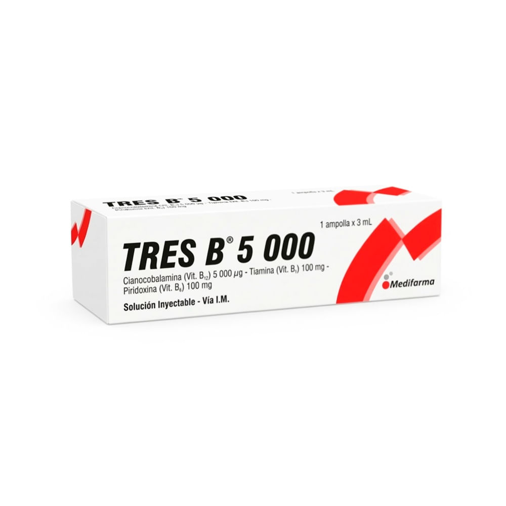 Tres B 5 000 mcg + 100 mg + 100 mg Solución Inyectable - Ampolla 3 ml