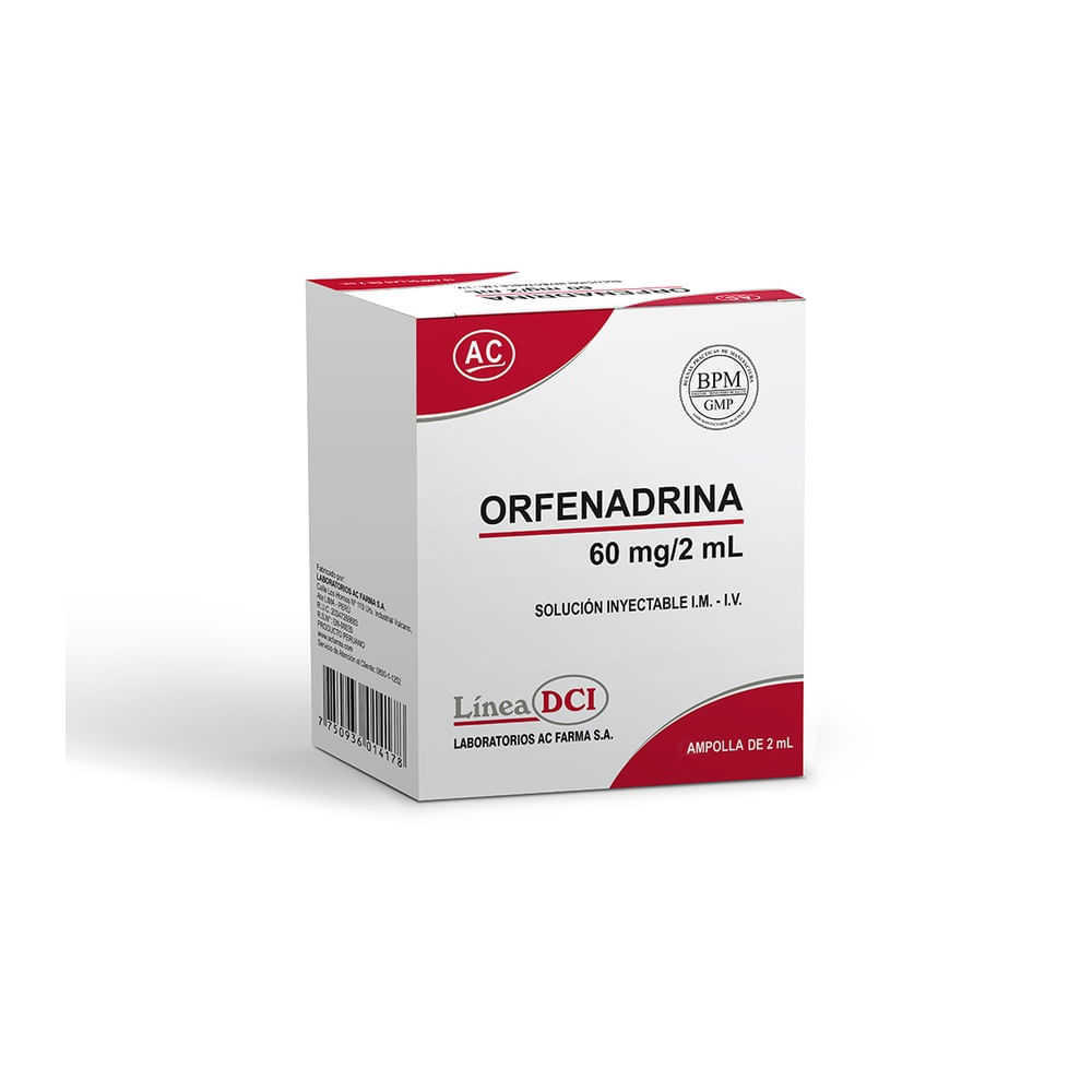 Orfenadrina 60 mg/2 ml AC Solución Inyectable - Ampolla 2 ml
