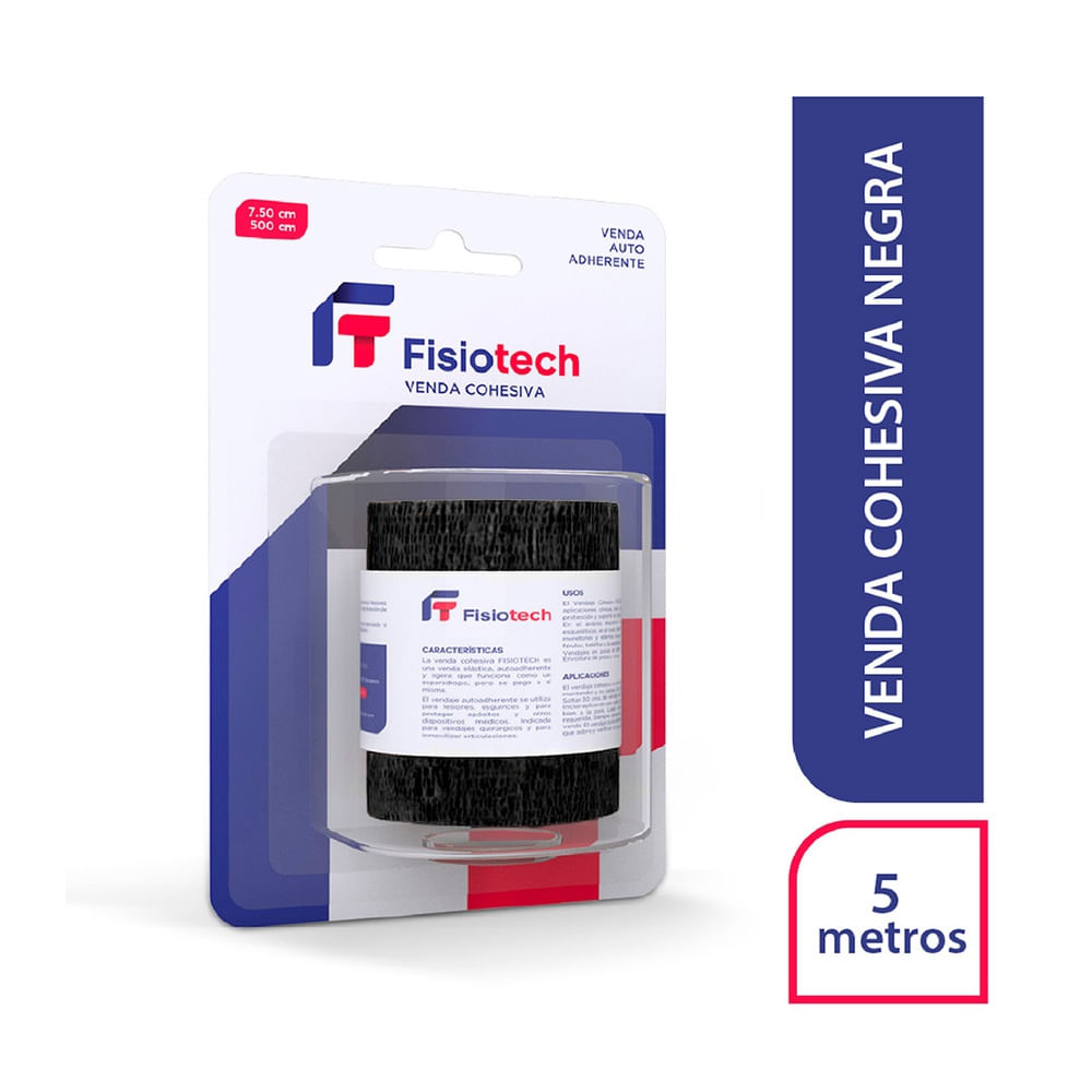 Fisiotech Venda Cohesiva (7.50 x 500 cm) Negro - Blíster 1 und