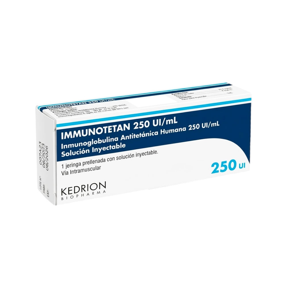 Immunotetan 250 UI/ml Jeringa Prellenada - Jeringa 1 ml