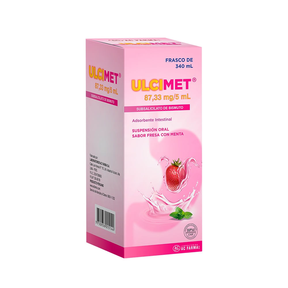 Ulcimet 87.33 mg/5 ml Suspensión Oral Sabor Fresa con Menta - Frasco 340 ml