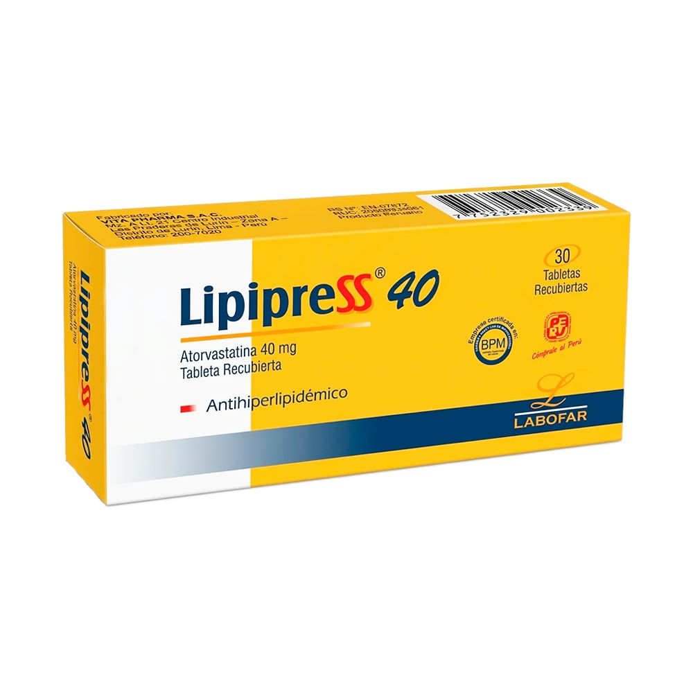 Lipipress 40 mg Tabletas Recubiertas - Caja 30 und