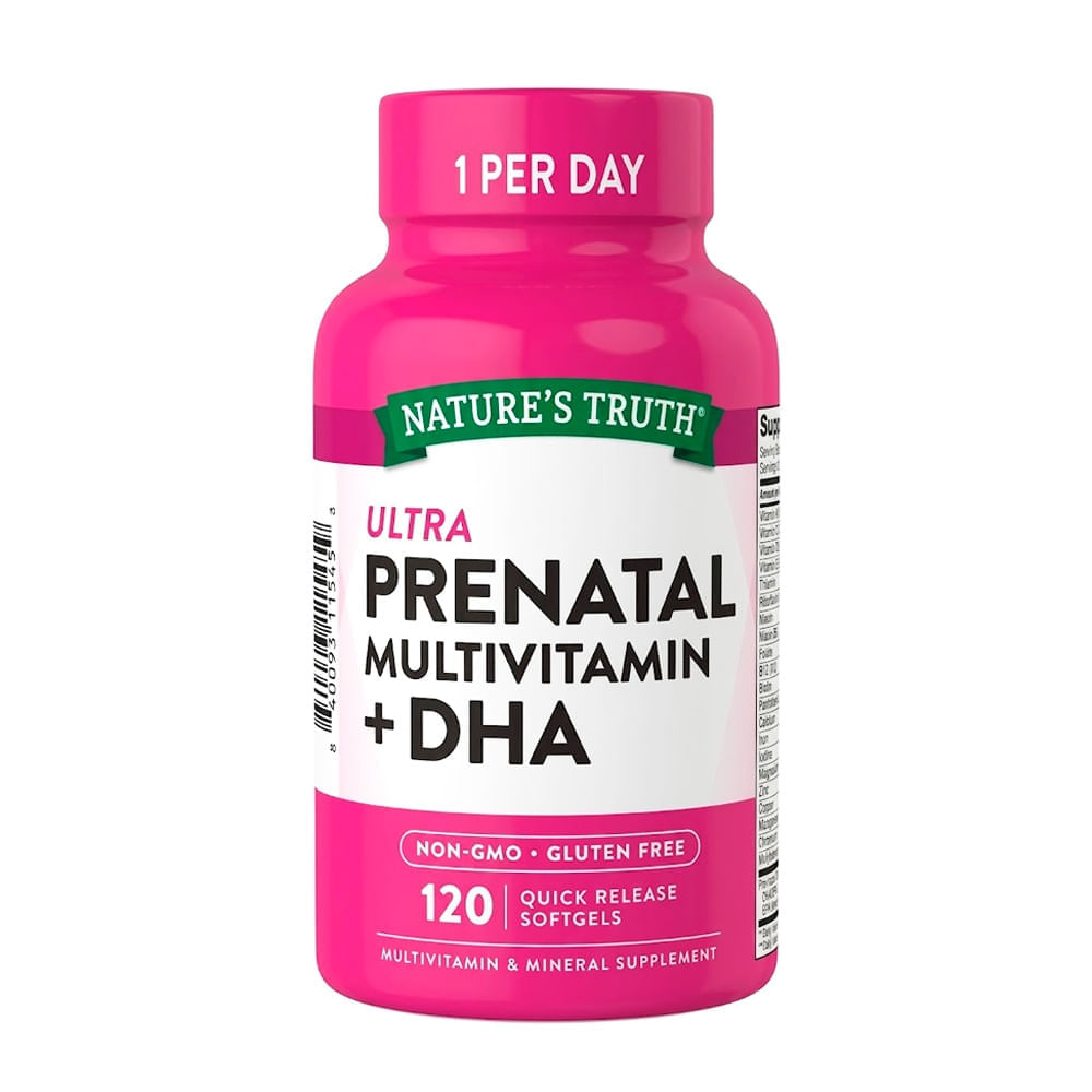 Nature's Truth Ultra Prenatal Multivitamínico + DHA Cápsulas Blandas - Frasco 120 und