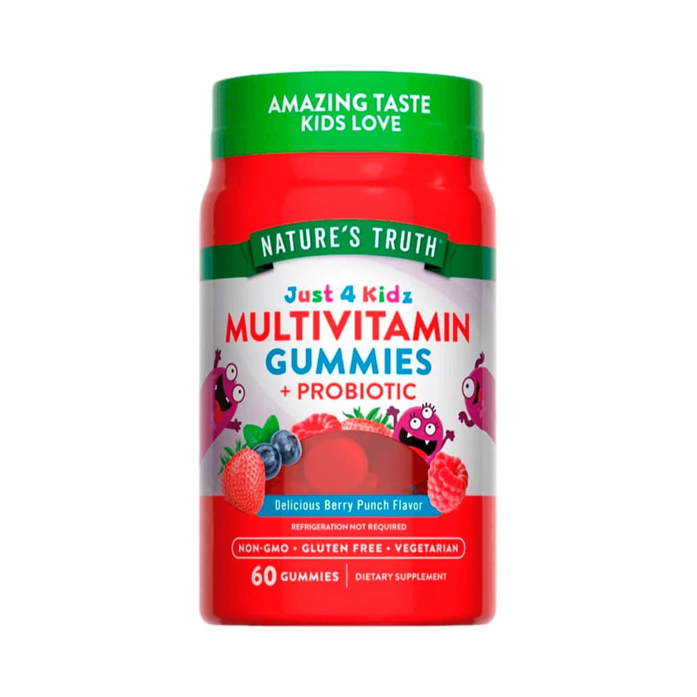 Nature's Truth Just 4 Kidz Multivitamínico + Probiótico Gomitas - Frasco 60 und