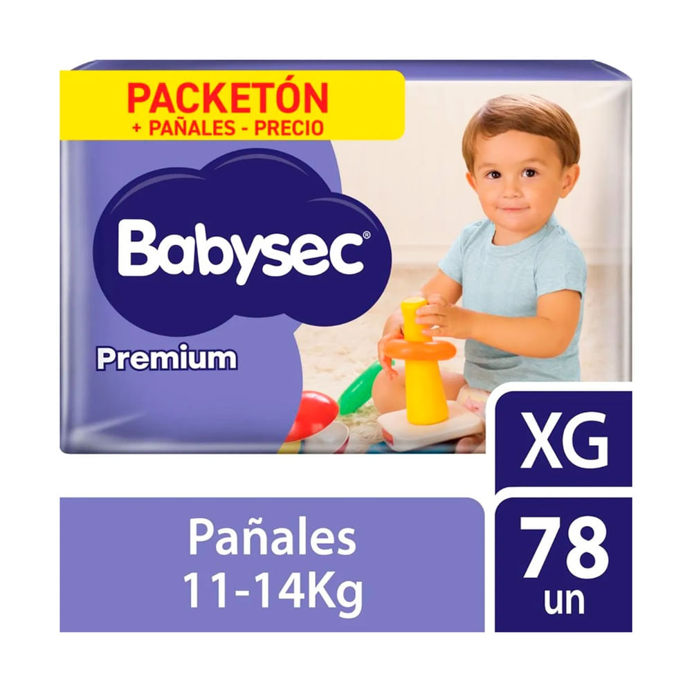 Babysec Premium Pañales para Bebé Talla XG - Bolsa 78 und