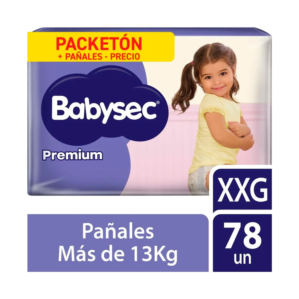 Babysec Premium Pañales para Bebé Talla XXG - Bolsa 78 und