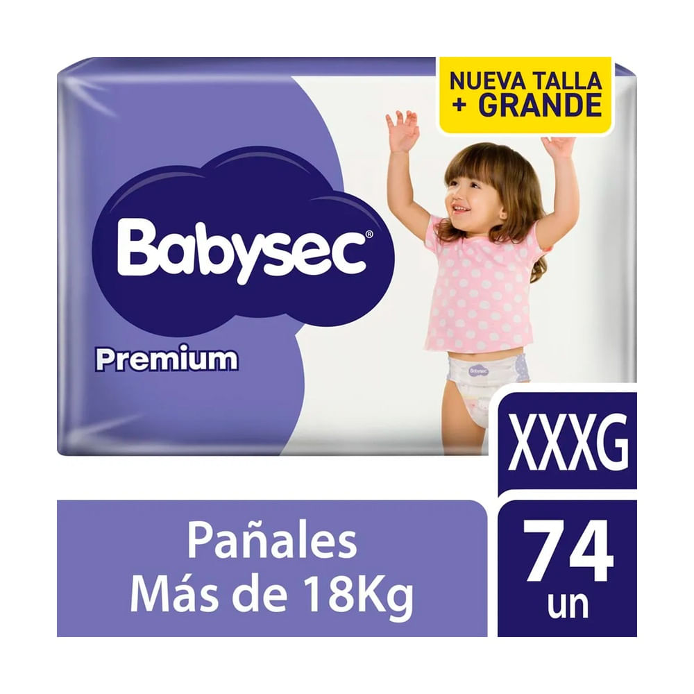 Babysec Premium Pañales para Bebé Talla XXXG - Bolsa 74 und