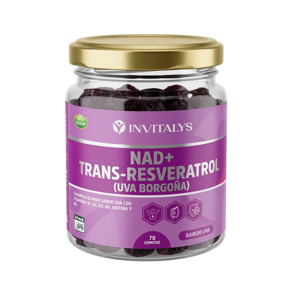 Invitalys Nad+ Trans Resveratrol Gomitas Sabor Uva - Frasco 70 und