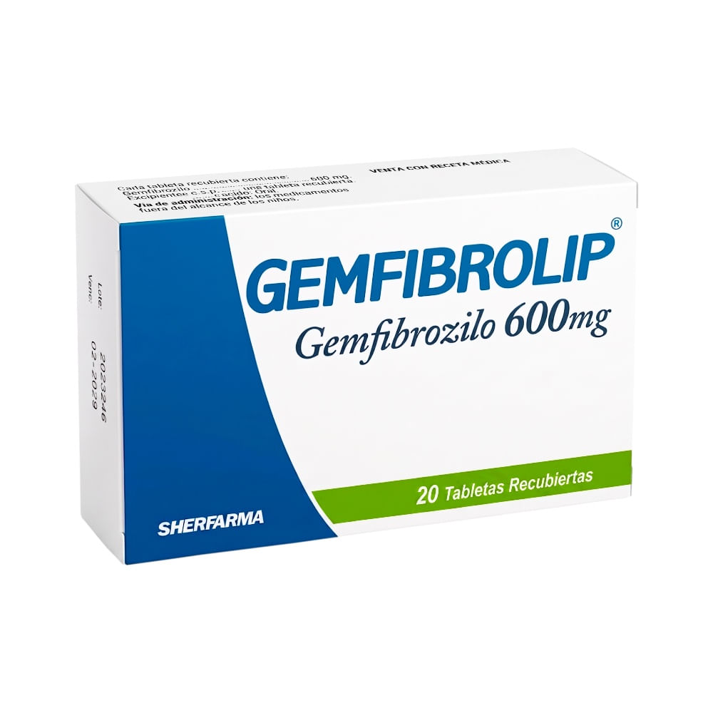 Gemfibrolip 600 mg Tabletas Recubiertas - Caja 20 und
