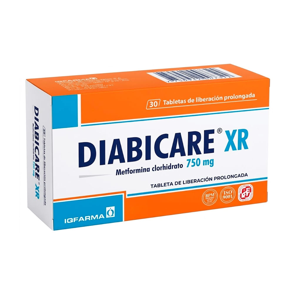 Diabicare XR 750 mg Tabletas de Liberación Prolongada - Caja 30 und