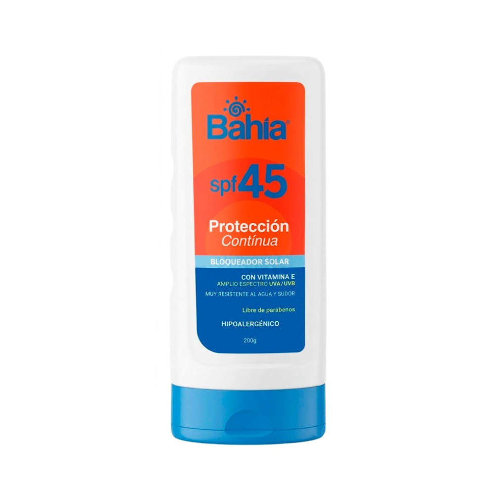 Bahía Protección Contínua Bloqueador Solar SPF45 - Frasco 200 g