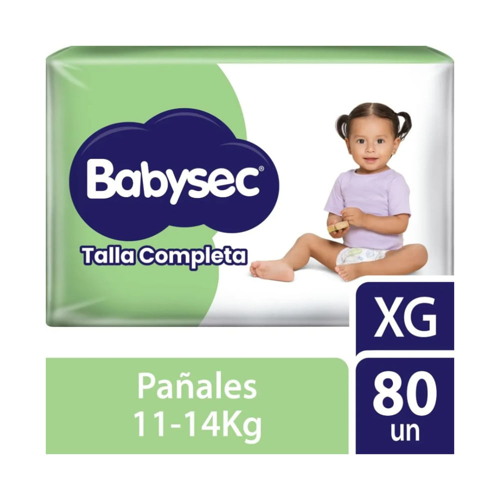 Babysec Talla Completa Pañales para Bebé Talla XG  - Bolsa 80 und