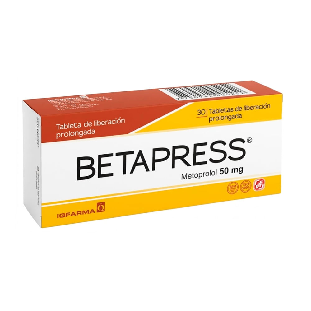 Betapress 50 mg Tabletas de Liberación Prolongada - Caja 30 und