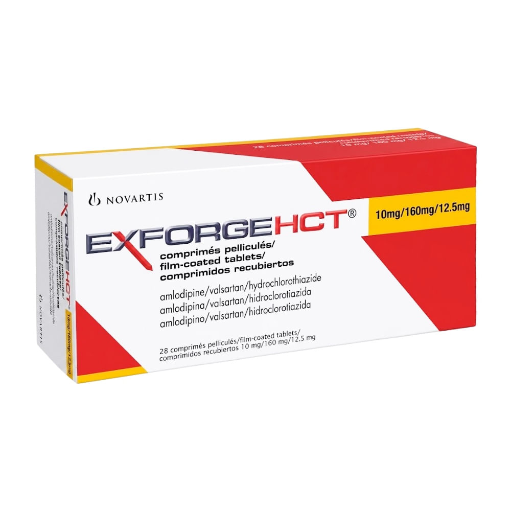 Exforge HCT 10 mg + 160 mg + 12.5 mg Comprimidos Recubiertos - Caja 28 und