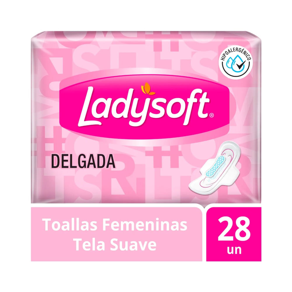 Ladysoft Delgada con Alas Toallas Higiénicas - Bolsa 28 und