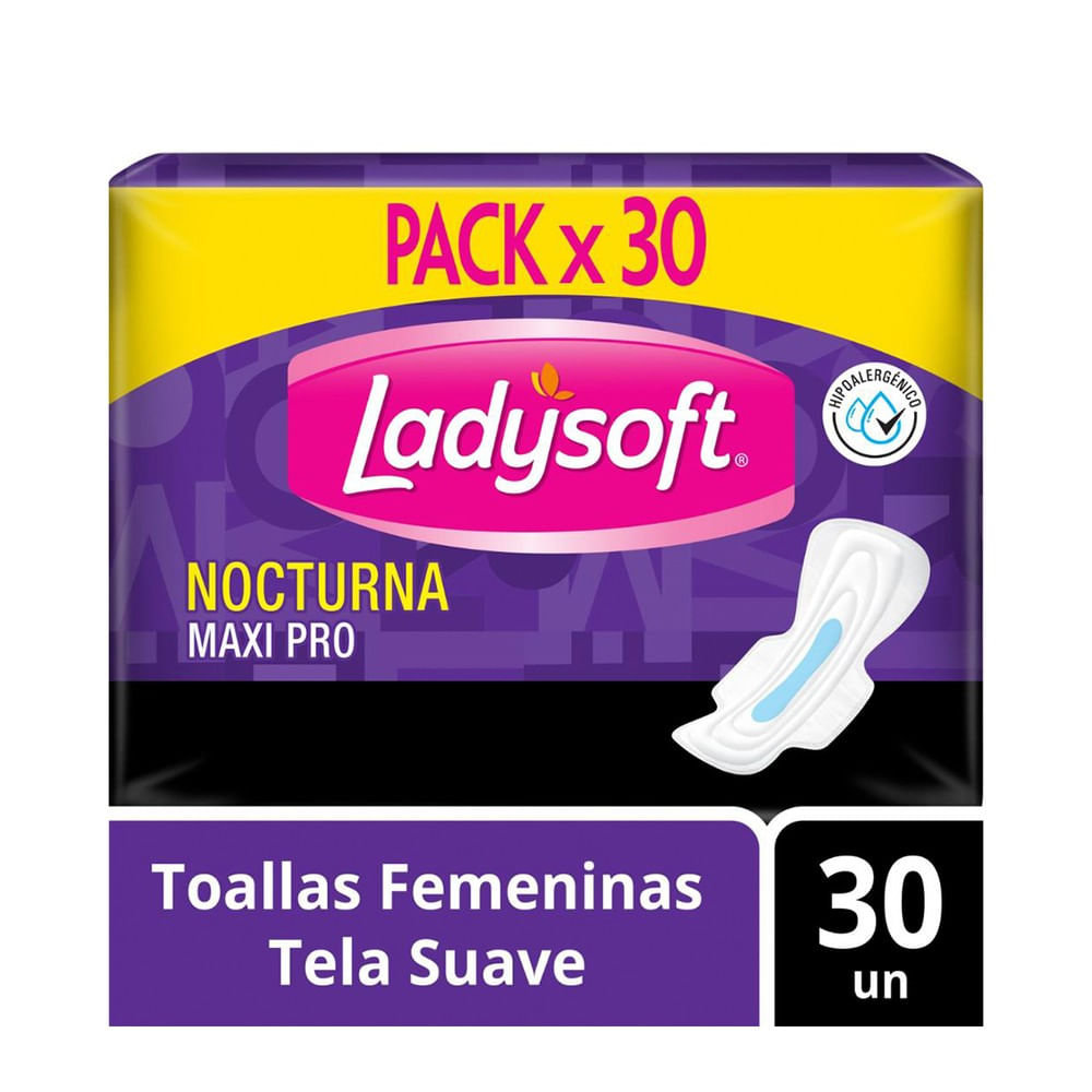 Ladysoft Nocturna Maxi Pro Toallas Higiénicas - Bolsa 30 und