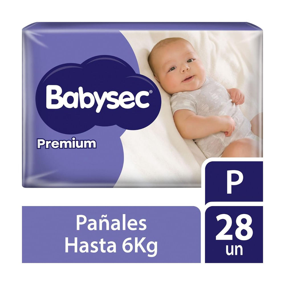 Babysec Premium Pañales para Bebé Talla P - Bolsa 28 und