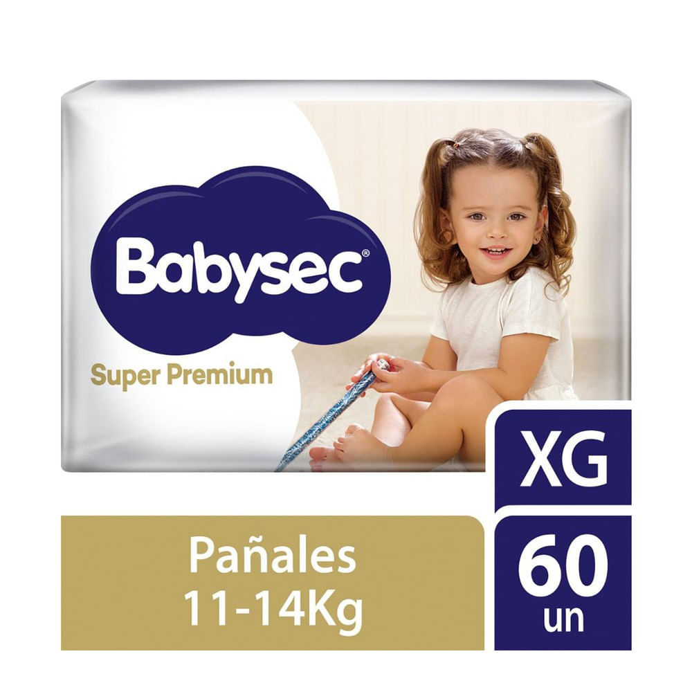 Babysec Super Premium Pañales para Bebé Talla XG - Bolsa 60 und